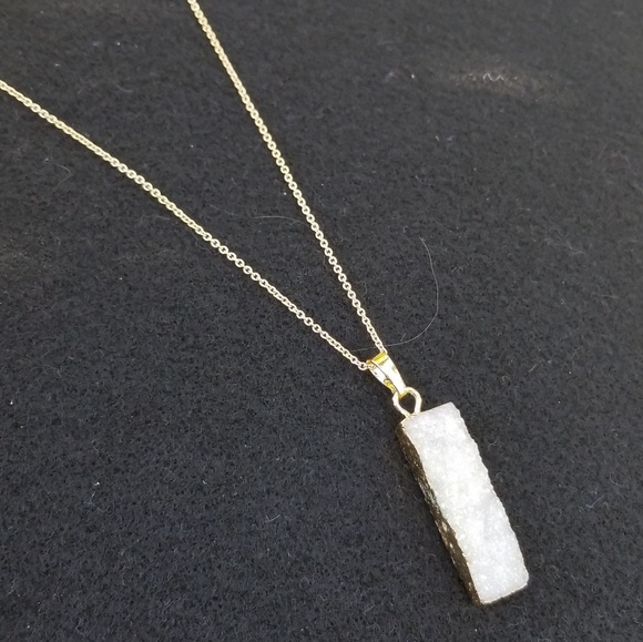 Gold Druzy Bar Necklace - Picture 2 of 3